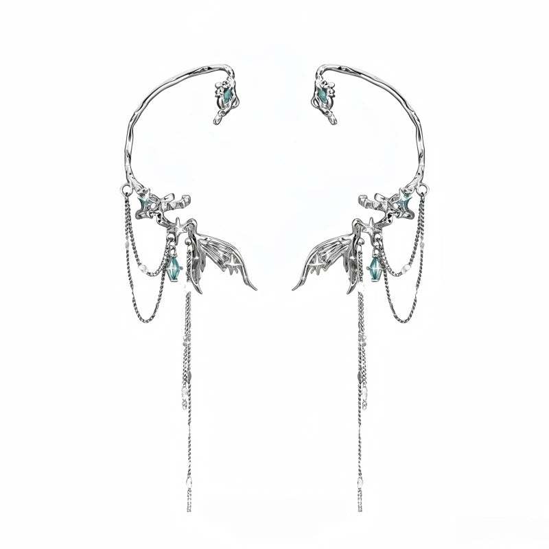 Dragon Wing Tassel Ear Cuff | Gothic Dark Fantasy Earring