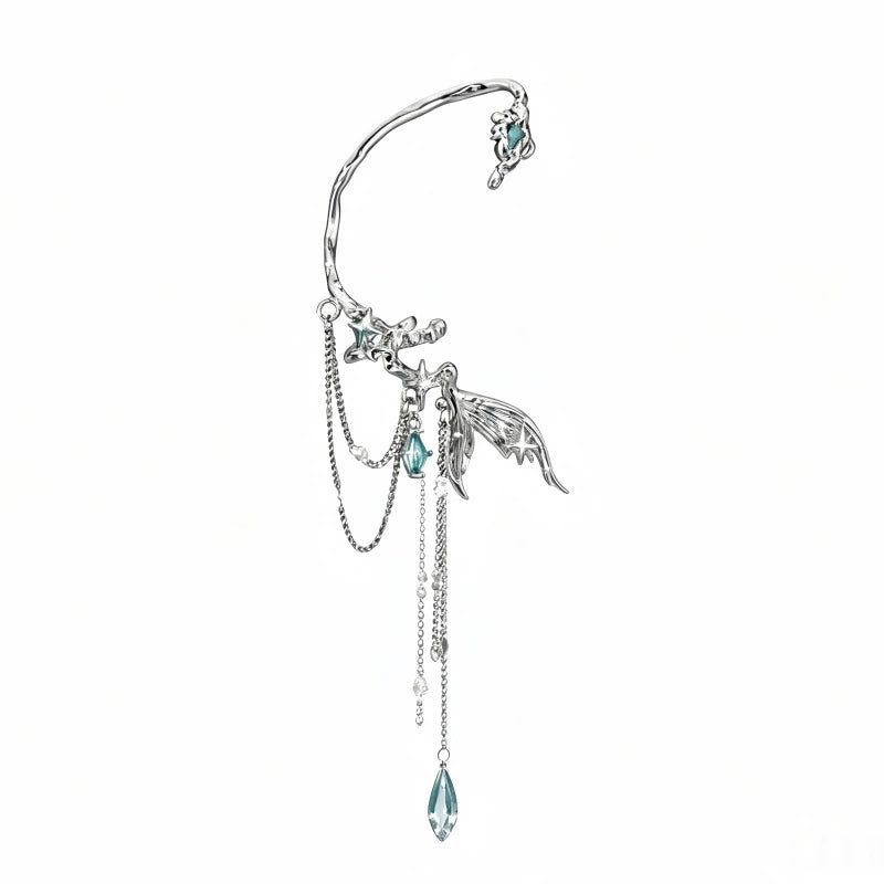 Dragon Wing Tassel Ear Cuff | Gothic Dark Fantasy Earring