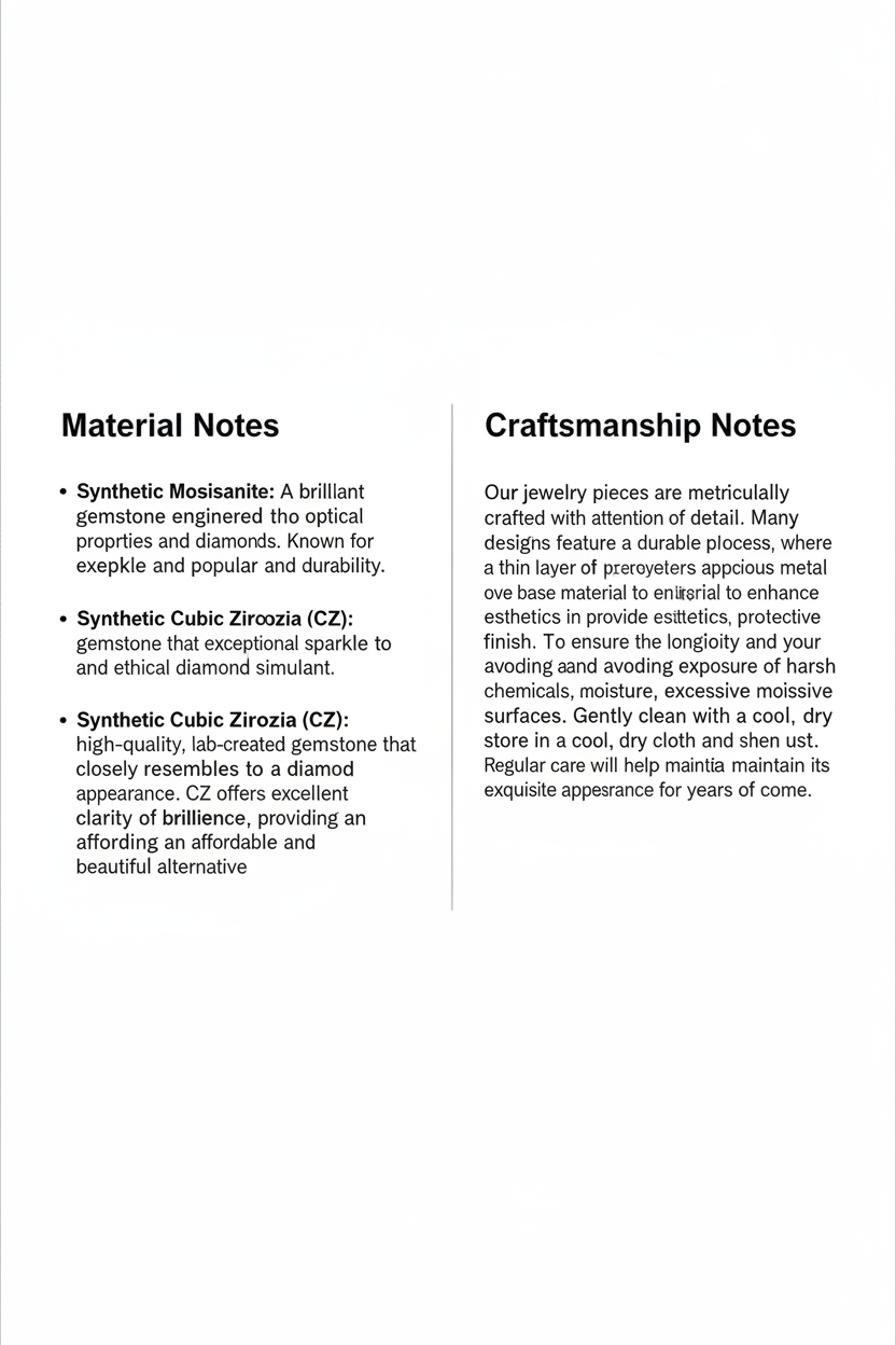 Material and Craftsmanship Notes