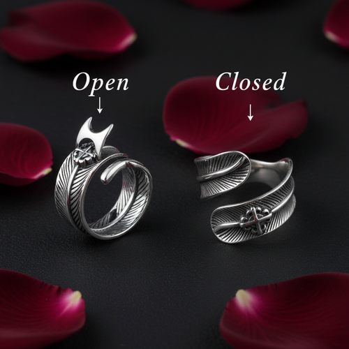 羽毛戒指Open+Closed对比图